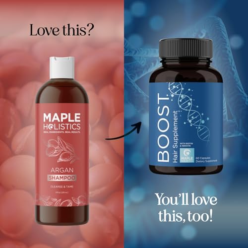 Maple Holistics Argan Oil Shampoo - Frizz Control, Natural Oils for Shine - 8 oz