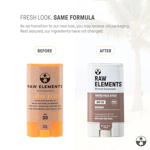 Raw Element Tinted Face Sunscreen - SPF 30+ Moisturizer, Non-Toxic, Water Resistant - 0.5 oz