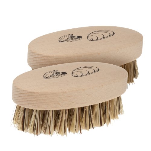 REDECKER Mussel Brush Set - Efficient Shellfish Cleaning, Natural Beechwood Handle - 3-3/4 In