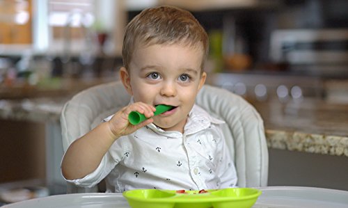 Olababy Silicone Training Spoon & Suction Bowl - Toxin-Free, Spill-Proof, Blueberry Set