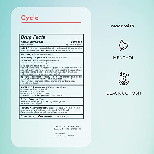 The Good Patch Pain Relief Patch - Natural Menthol & Black Cohosh for Cramps - 8 Patches