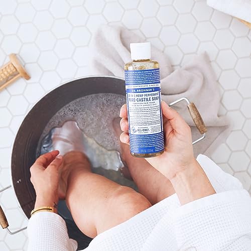 Dr. Bronner's Pure-Castile Liquid Soap - Organic, Fair Trade, Versatile Use - 8oz Peppermint