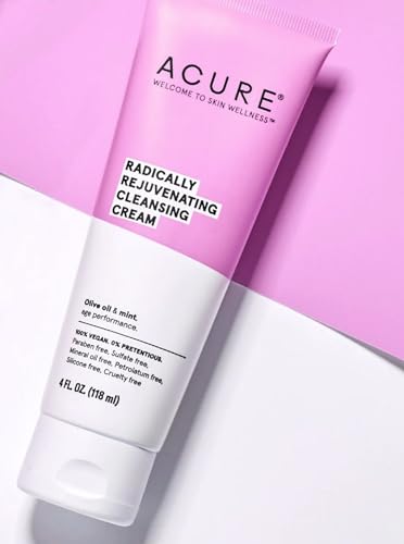 Acure Face Wash & Cleanser - Moisturizing Olive Oil & Cocoa Butter, Deep Cleansing Mint - 4 oz