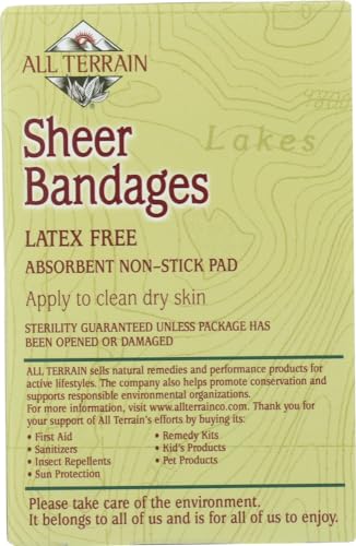 All Terrain Sheer Bandages - Latex-Free, Non-Stick, Safe for Sensitive Skin - 40 Count