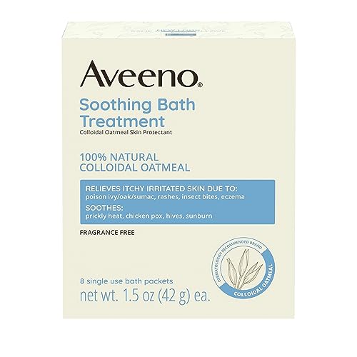 Aveeno Bath Soak & Bubble Bath - Relieves Dry, Itchy Skin, Fragrance-Free, 8 Packets