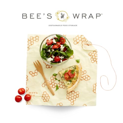 Bee's Wrap Reusable Beeswax Food Wraps - Natural Food Storage, Washable, 13" x 13" Sandwich Wrap