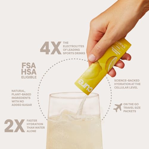 Cure Hydration Drink Mix - Plant-Based Electrolytes, No Added Sugar, Ginger Turmeric - 14 Packets