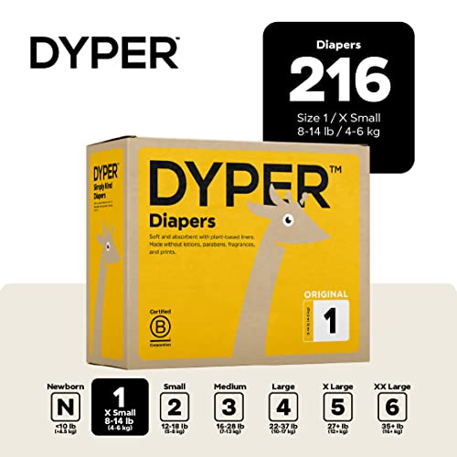 DYPER Bamboo Baby Diapers & Wipes Bundle - Soft, Absorbent, Hypoallergenic - 216 Diapers & 720 Wipes