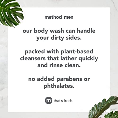 Method Men Body Wash - Plant-Based Cleansers, Paraben & Phthalate Free, Cedar + Cypress - 18oz