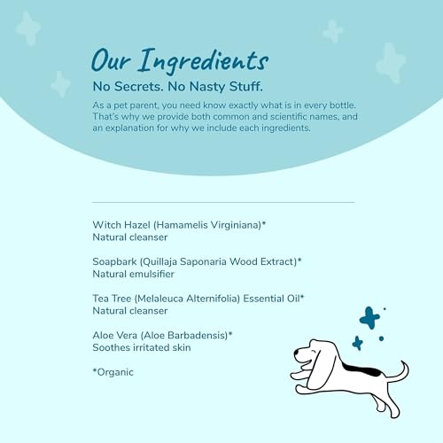 kin+kind Dog Ear Cleaner - Soothing Relief from Wax & Odor, USDA Organic - 4 fl oz