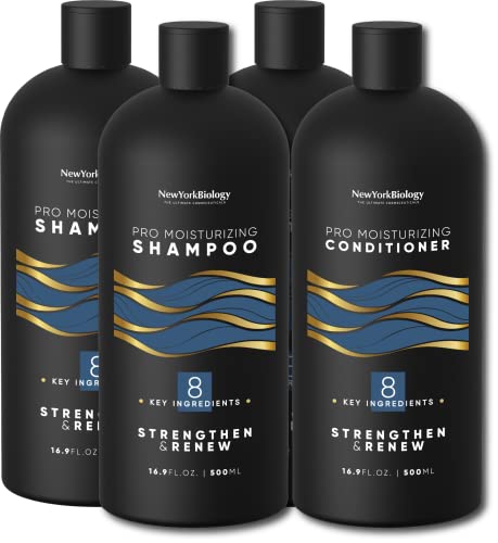 New York Biology Moisturizing Shampoo & Conditioner Set - Hydrating, Color Safe, 16oz Each