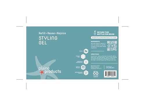 Vegan Styling Gel - Light Hold & Softness, Refillable & Reusable Bottle - 10 oz