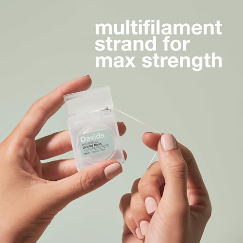 Davids Dental Floss - Expanding Design, Hydroxyapatite, Vegan, Mint Flavor - 66 yd Refill