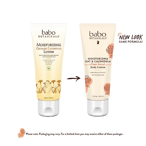 Babo Botanicals Moisturizing Oat & Calendula Lotion - Soothes Sensitive Skin, Vegan - 8oz