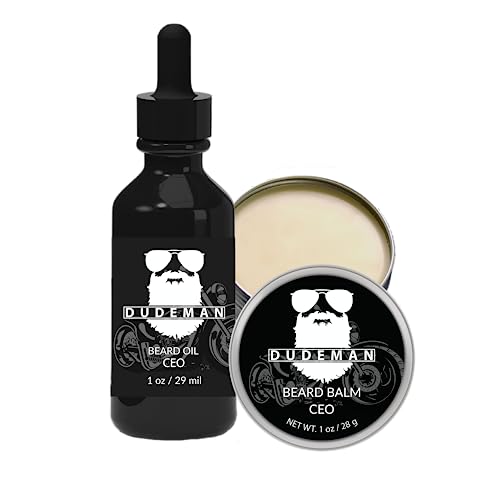DUDEMAN CEO Beard Oil & Balm - All-Natural Conditioning, Sandalwood Scent - 2 oz