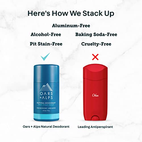 Oars + Alps Deodorant - Powerful Odor Protection, Vegan Ingredients, Fresh Ocean Splash - 2.6 Oz