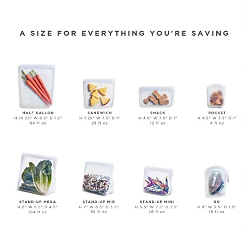 Stasher Silicone Food Storage Bags - Versatile, Leakproof, Reusable, Dishwasher Safe - 2 Pack