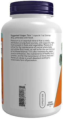 NOW Foods Potassium Citrate 99 mg - Supports Electrolyte Balance, Vegan, Kosher - 360 Veg Caps