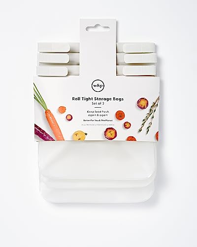 W&P Roll Tight Food Storage Bags - Airtight, BPA-Free, Freezer Safe, Set of 3 Sizes