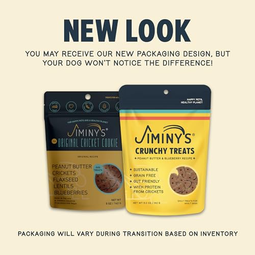 Jiminy's Dog Treats - Hypoallergenic Cricket Cookies, Peanut Butter & Blueberry - 5oz
