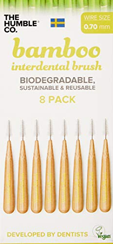 Humble Brush Bamboo Interdental Brush - Cleans Between Teeth, Vegan, 8-Pack Size 7