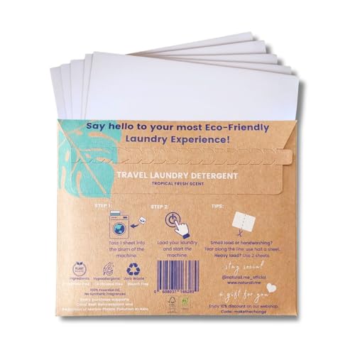 Naturali Laundry Detergent Sheets - Compact Travel Essential, Non-Toxic, 5-Pack