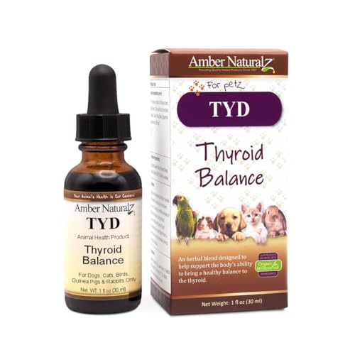 Amber NaturalZ Pet Thyroid Balance Supplement - Supports Hormonal Health, Herbal Blend - 1oz Glass