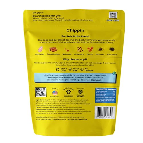 Chippin Fish & Sweet Potato Dog Treats - Low-Fat, Hypoallergenic, Grain-Free - 5oz