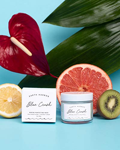 Earth Harbor Blue Crush Face Mask - Exfoliates & Nourishes, Organic Algae & Coconut Cream - 2 oz