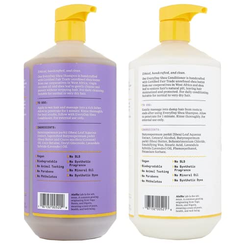 Alaffia EveryDay Shea Shampoo & Conditioner Set - Nourishing, Lavender Aroma - 32oz Each