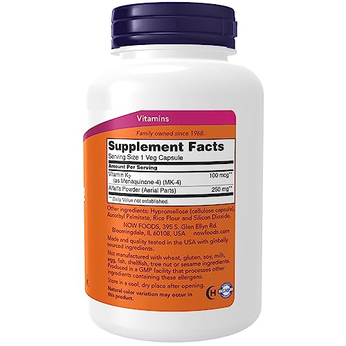 NOW Foods Vitamin K-2 Supplement - Supports Bone Health & Calcium Metabolism - 250 Veg Capsules
