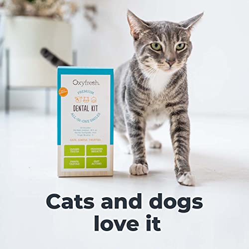 Oxyfresh Pet Dental Kit - Fresh Breath & Clean Teeth for Dogs & Cats - 1oz Toothpaste + 3oz Additive