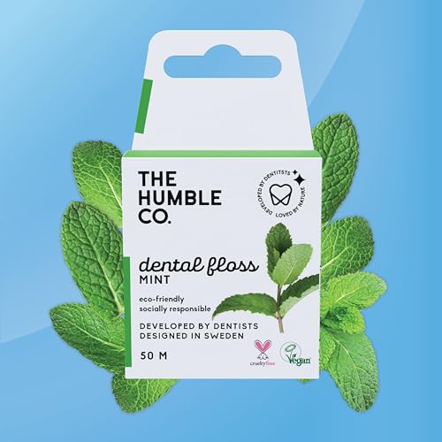 The Humble Co. Dental Floss - Vegan, Waxed with Xylitol for Gum Care, Mint Flavor - 4-pack, 55 Yards