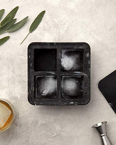 W&P Peak Silicone Ice Tray - BPA-Free, Easy Release, Freshness Lid - Charcoal, 4 Large Cubes