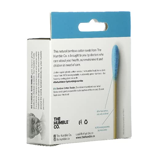 The Humble Co. Bamboo Cotton Swabs - Vegan, Socially Responsible, Blue - 100 Count