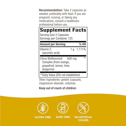 Nature's Way Vitamin C - Immune Support & Antioxidant Protection, Gluten-Free - 250 Capsules