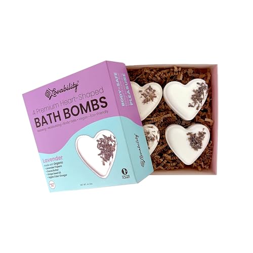 Lovability Bath Bombs - Moisturizing Lavender Bliss, pH Balanced for Sensitive Skin - 4 Count