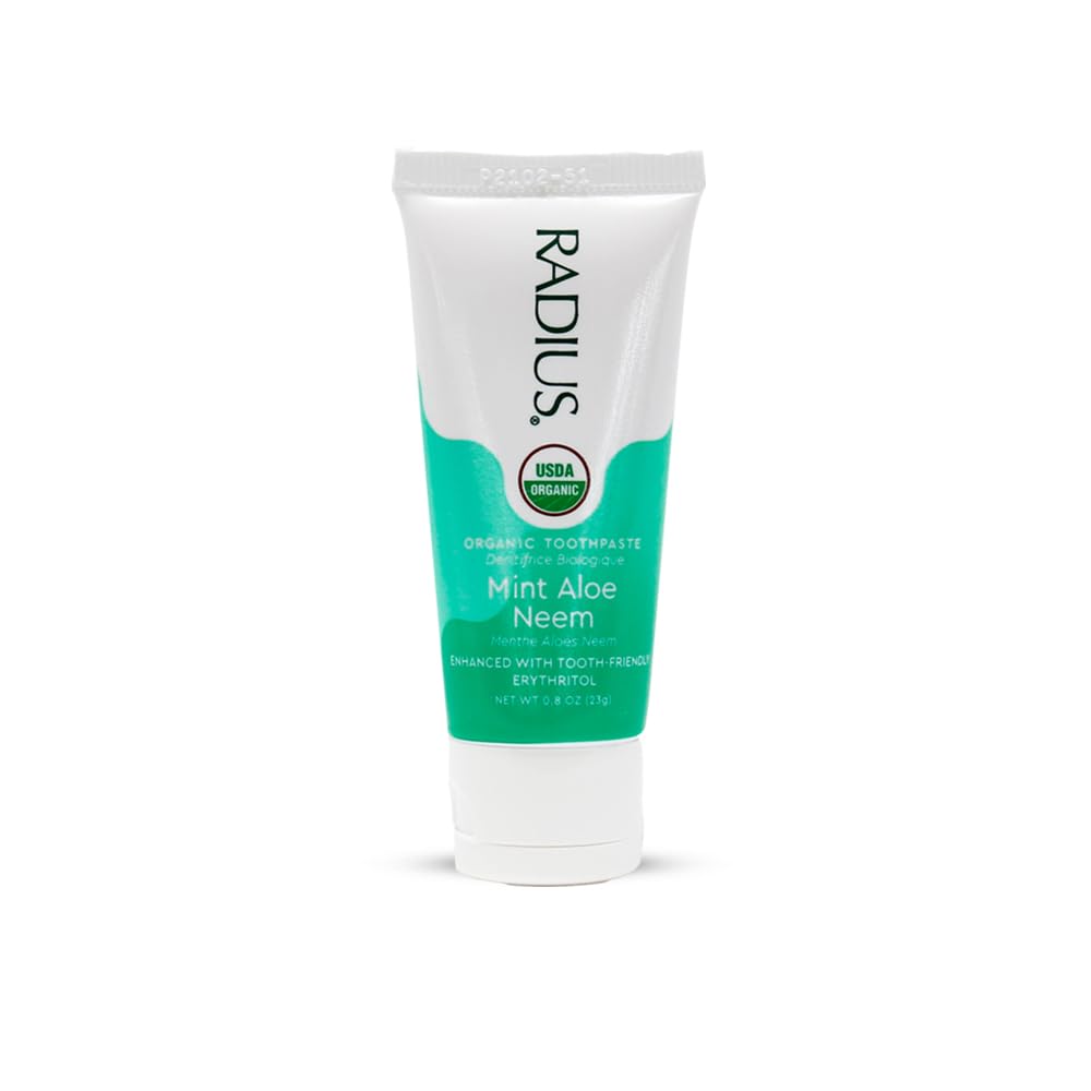 RADIUS Organic Toothpaste - Promotes Gum Health, Natural Mint Aloe Neem Flavor - 0.8oz, Pack of 3