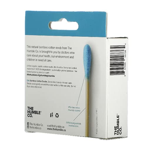 The Humble Co. Bamboo Cotton Swabs - Vegan, Socially Responsible, Blue - 100 Count