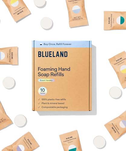 BLUELAND Foaming Hand Soap Tablets - Plant-Based Ingredients, Hypoallergenic, 10 Pack Refills