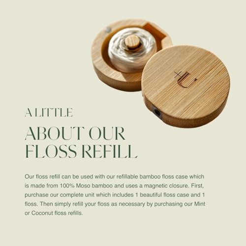 Plus Ultra Dental Floss Refill - Mint Flavor, 100% Recycled Nylon, Vegan Wax, 32 Yards