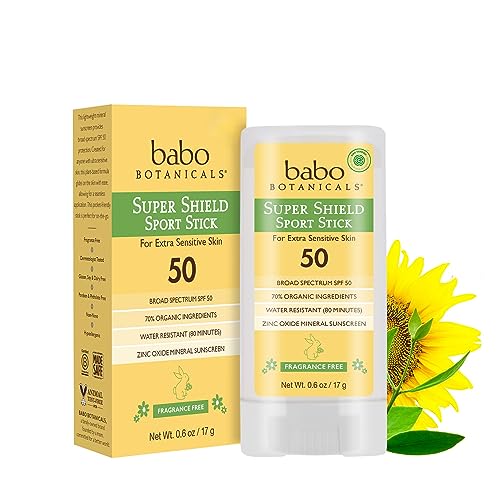 Babo Botanicals SPF 50 Stick Sunscreen - 70% Organic, Zinc-Based, Fragrance-Free - 0.6oz