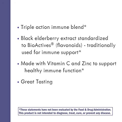Nature's Way Sambucus Elderberry Gummies - Immune Support with Vitamin C, D3, Zinc - 60 Count