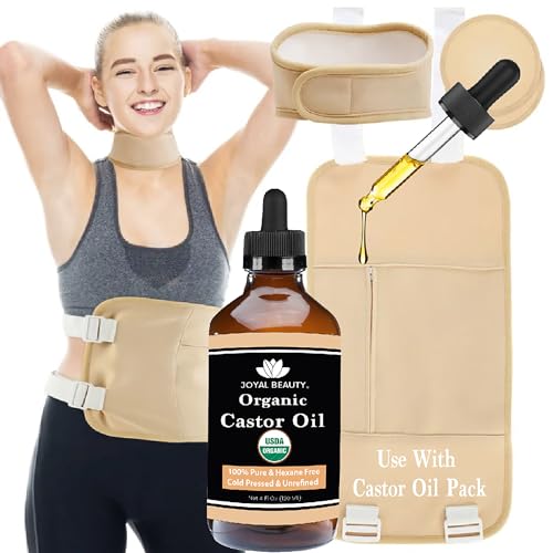 JOYAL BEAUTY Body Oil - USDA Organic Cold-Pressed Castor Oil, Reusable Wrap, 4oz