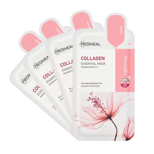 Mediheal Korean Sheet Mask - Lifting, Firming Collagen for All Skin Types - 4 Biodegradable Sheets