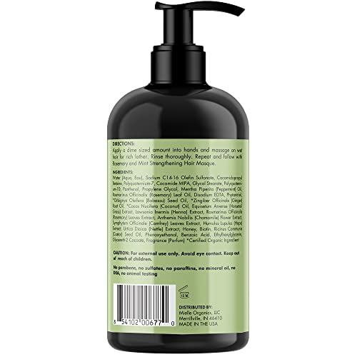 Mielle Organics Rosemary Mint Shampoo - Strengthens Hair, Infused with Biotin - 12oz