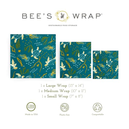 Bee's Wrap Reusable Beeswax Food Wraps - Natural, Toxin-Free, Assorted Sizes, 6 Pack