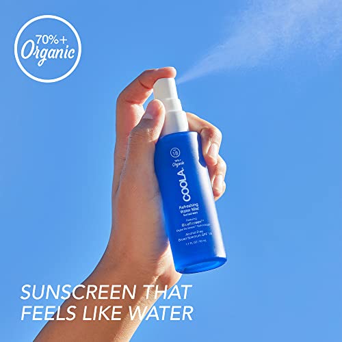 COOLA Refreshing Water Mist SPF 18 - Hydrating Face Sunscreen with BlueScreen Tech - 1.7 Fl Oz