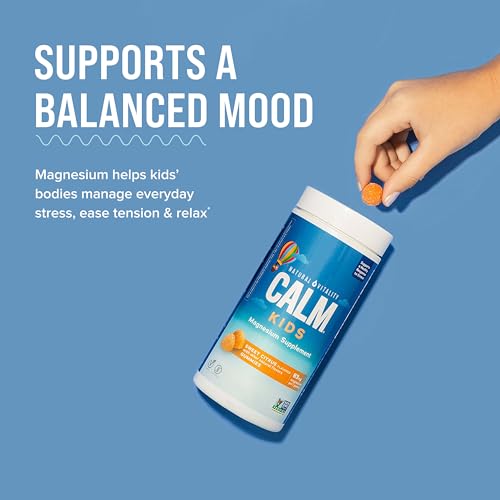 Natural Vitality CALM Kids Magnesium Gummies - Supports Balanced Mood, Vegan, Gluten-Free - 60 Count