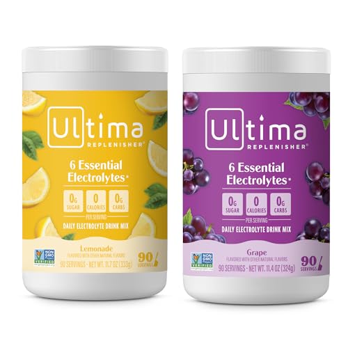 Ultima Replenisher Electrolyte Drink Mix Bundle - 6 Key Electrolytes, Keto & Non-GMO - 90 Servings